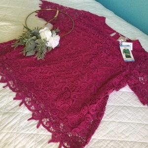 NWT Beautiful Philosophy Crochet Lace Bohemian Shabby Chic Shirt